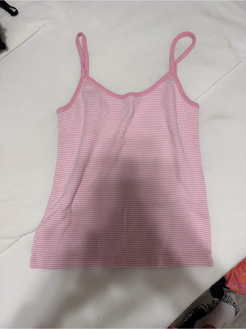 Brandy Melville Pink & White Striped Spaghetti Strap Tank